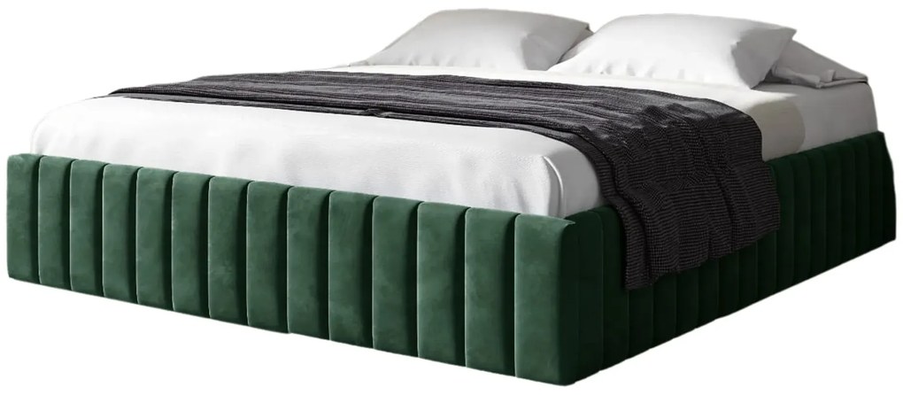 Zielone welurowe łóżko z pojemnikiem 5 rozmiarów G8-M25