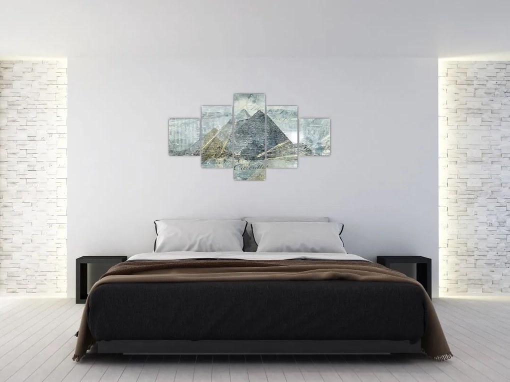 Obraz - Piramidy w niebieskim filtrze (125x70 cm)