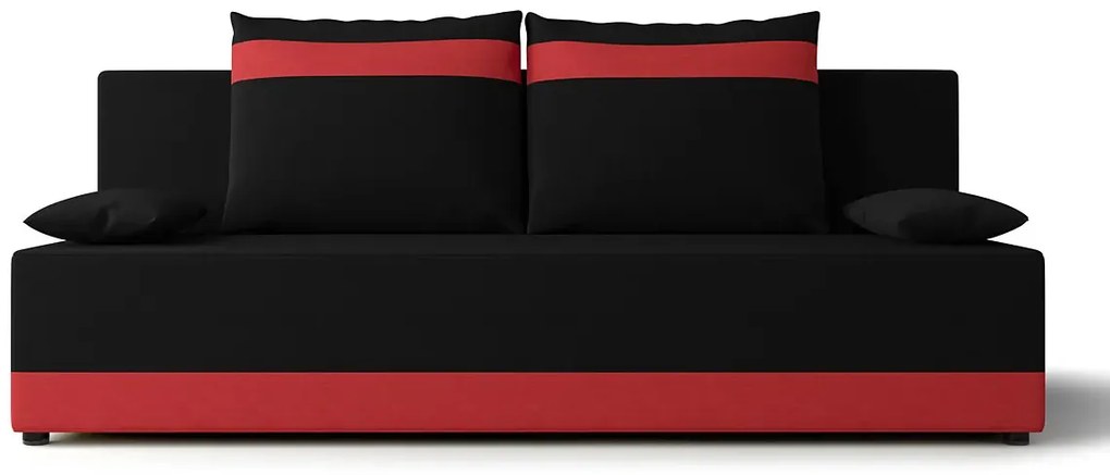 Czarno-czerwona sofa rozkładana z pojemnikiem D7-K62