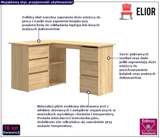 Biurko narożne w kolorze dębu sonoma - Olmeda