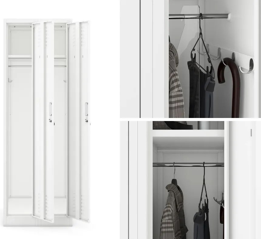 Dwudrzwiowa szafa BHP wąska 60x50x180 cm Kacper 2, biała