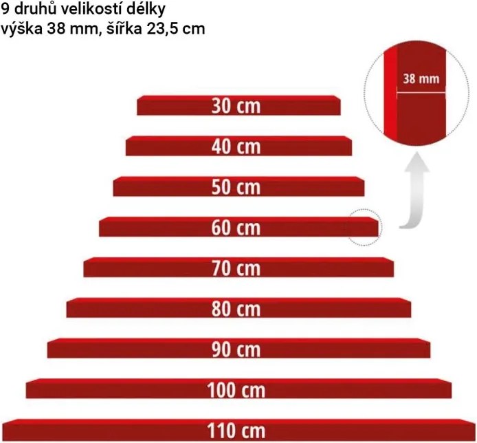 Stilista Półka ścienna, zestaw 2 szt., 30 cm, biały połysk