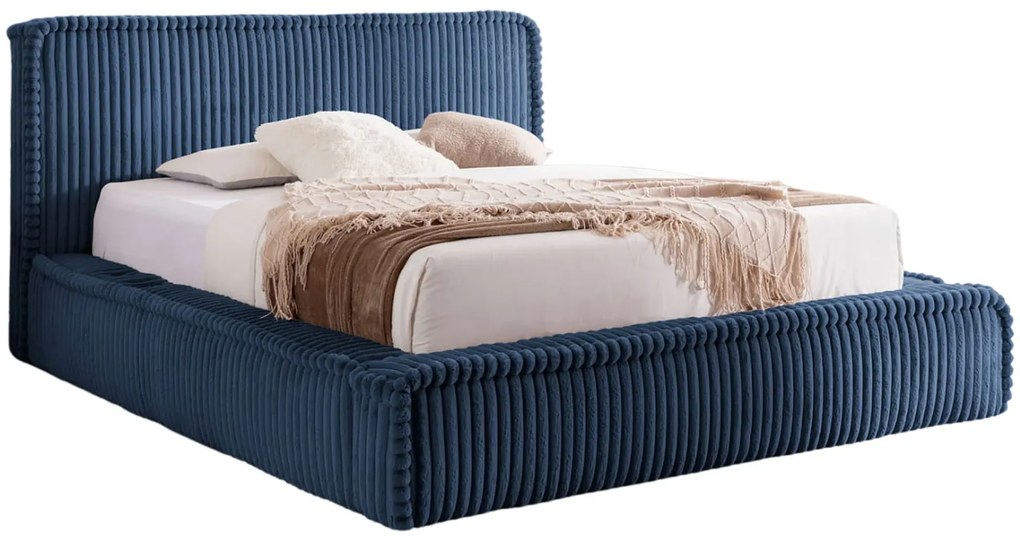 Granatowe nowoczesne łóżko tapicerowane 5 rozmiarów S0-C93