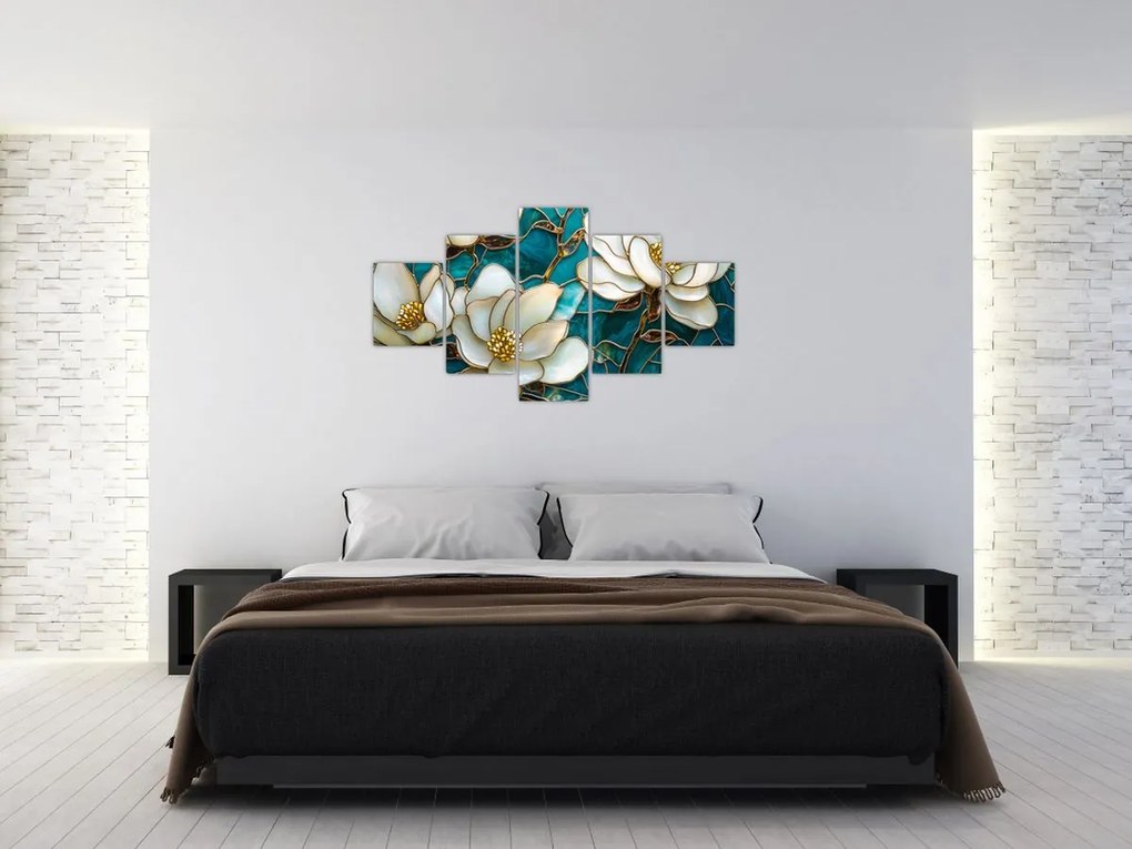 Obraz - Witraż z magnolią (125x70 cm)