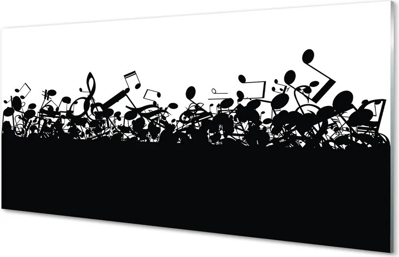 Panel szklany do Kuchni Czarno-Biały Zapis Nutowy