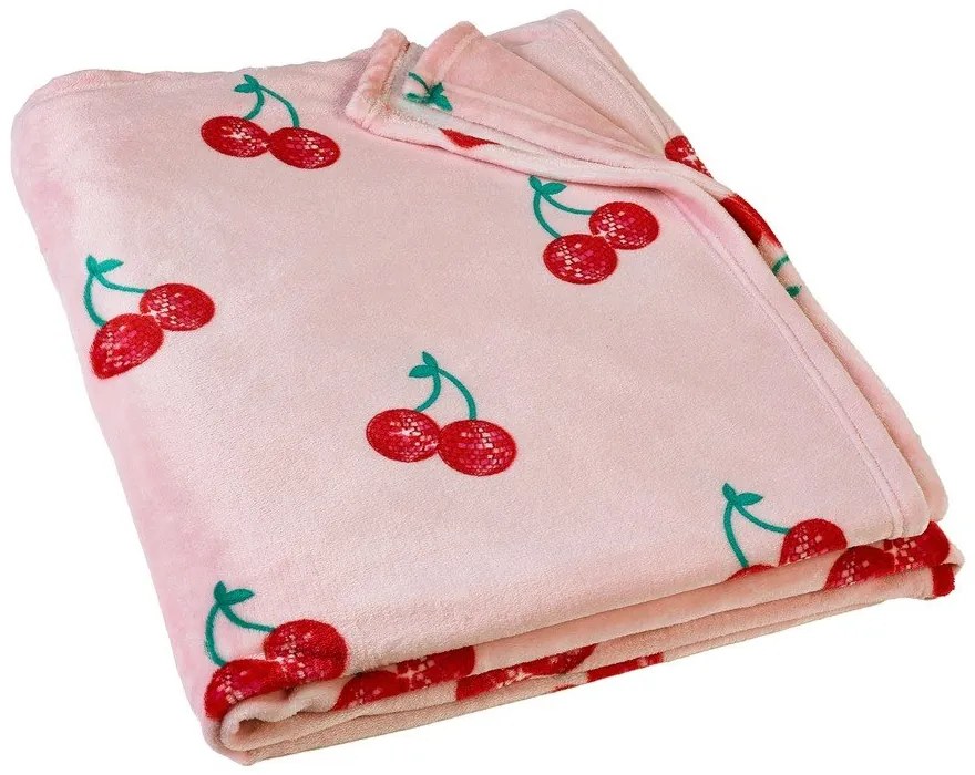 Różowy koc z mikropluszu 200x240 cm Disco Cherries – Catherine Lansfield