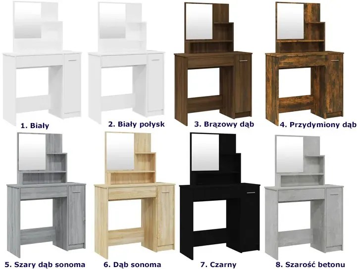 Nowoczesna toaletka kosmetyczna szary dąb sonoma - Razia 3X