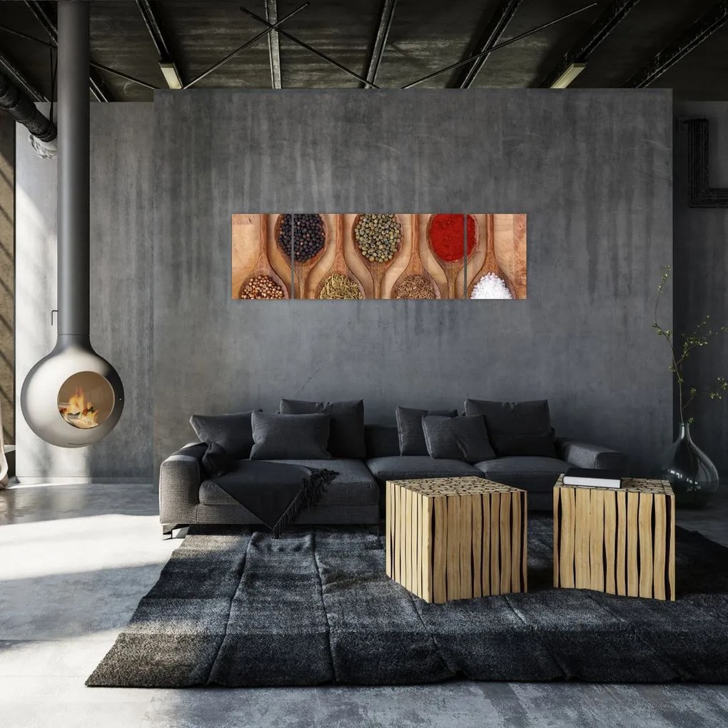 Obraz - Przyprawy na łyżkach (170x50 cm)