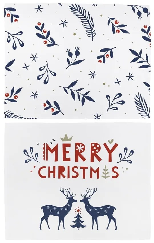 Świąteczne materiałowe maty stołowe zestaw 2 szt. 45x35 cm Merry Blue Christmas – Butter Kings