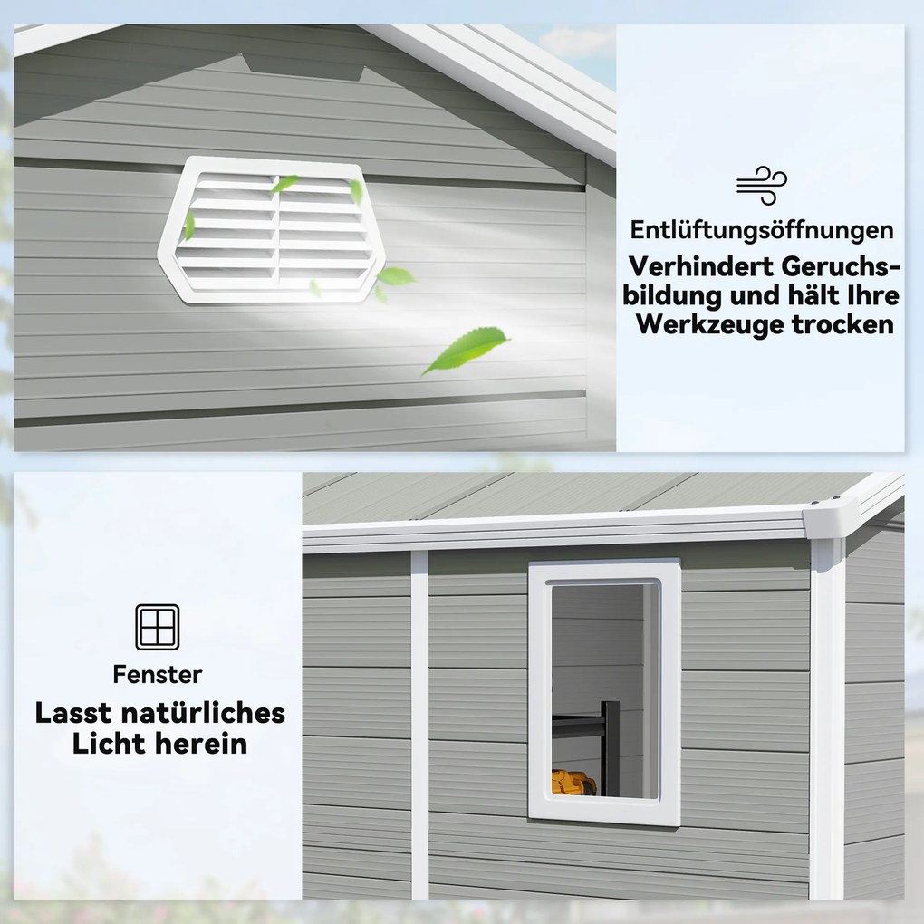 Outsunny Schowek na narzędzia, 4,1m², domek ogrodowy z dachem dwuspadowym, 240 x 190 x 180/228 cm
