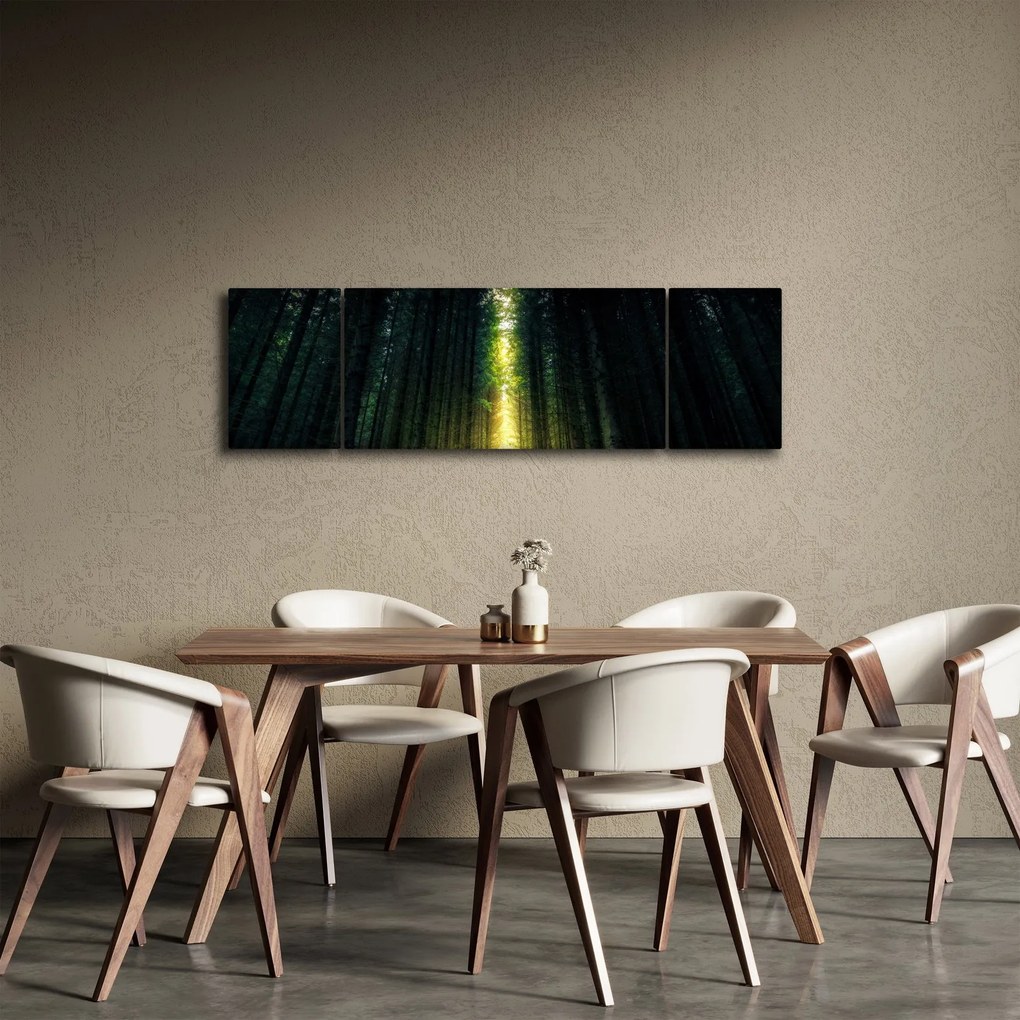 Obraz ciemnego lasu (170x50 cm)