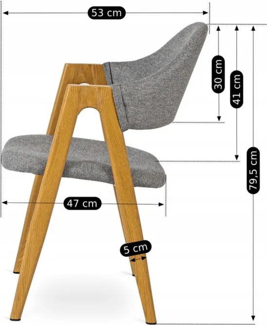 Krzesło Tapicerowane do Salonu RUIZ Szare Nowoczesne Loft