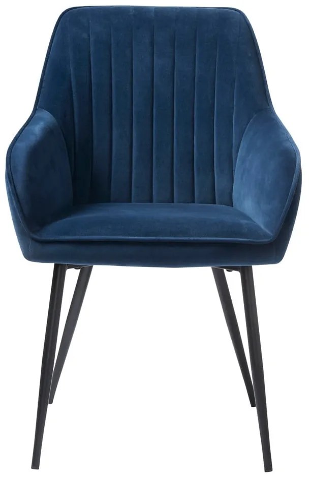 Ciemnoniebieskie aksamitne krzesła z podłokietnikami zestaw 2 szt. Nolan Stripe – Unique Furniture
