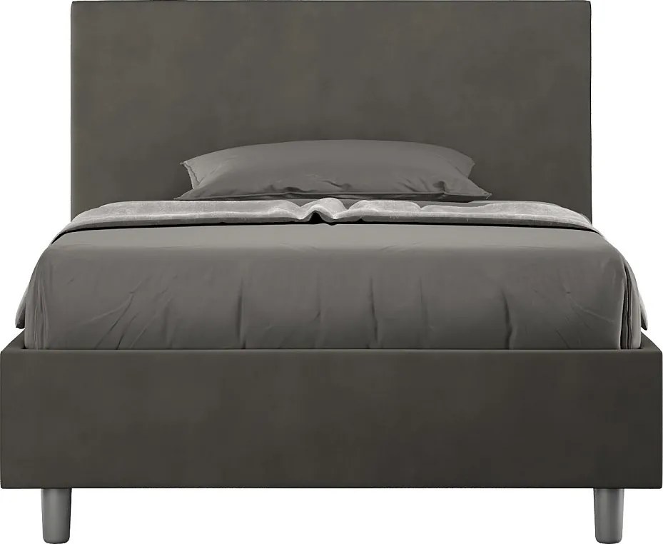 Łóżko wyposażone w stelaż z listwami tapicerowane 120x200 microfibra szary Adele