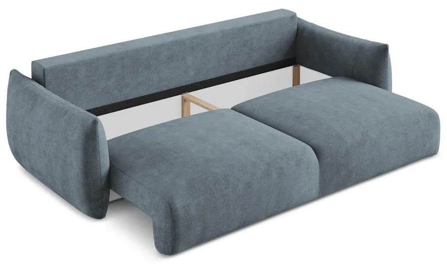 Niebieska rozkładana sofa z tkaniny szenilowej 230 cm Leila – Makamii