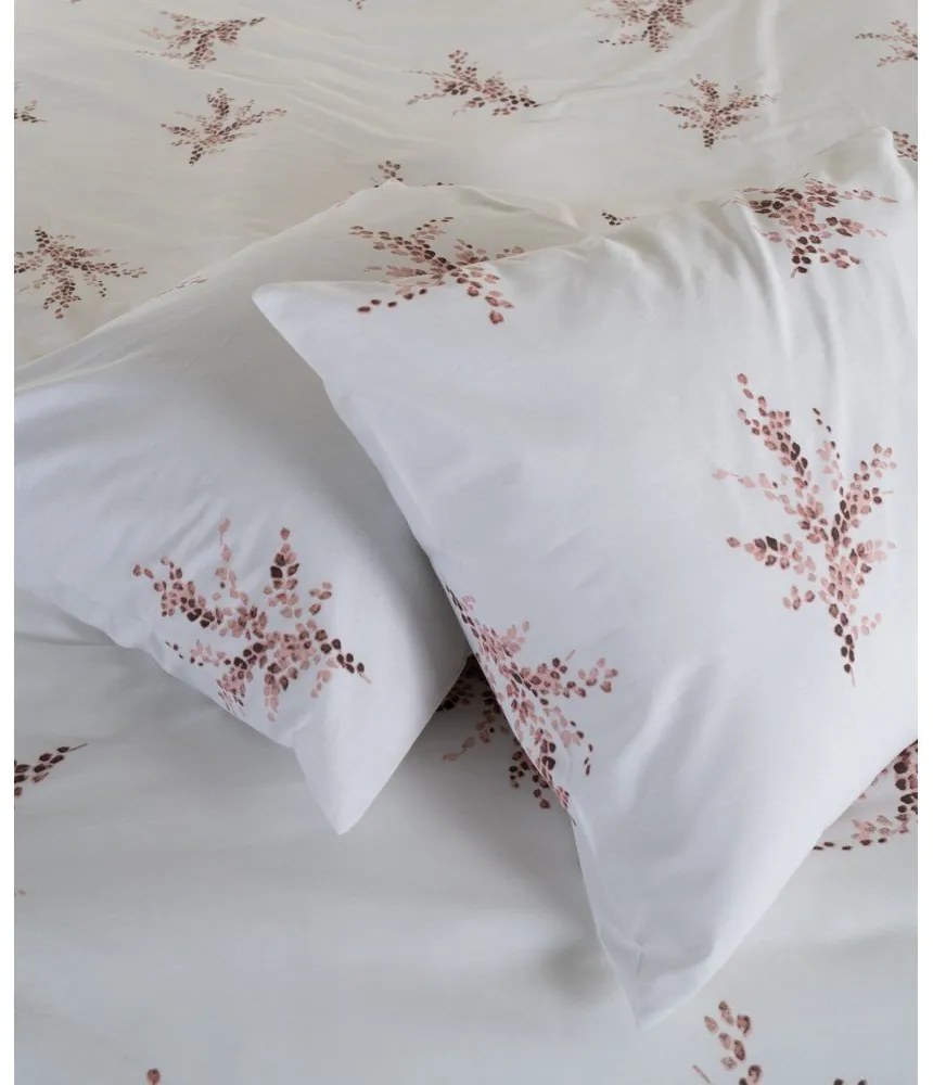 Biała/różowa pościel jednoosobowa z bawełny renforcé 140x200 cm Breeze Floral – Mila Home Luxury
