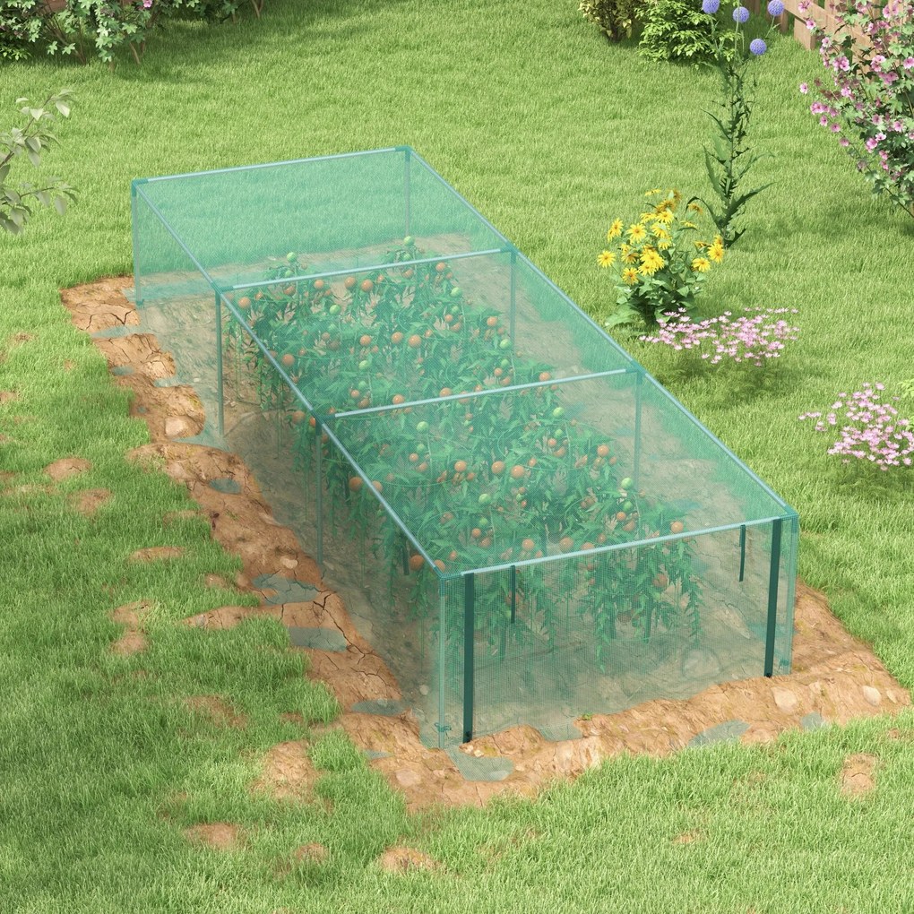 Outsunny Siatka Ogrodowa 125x373m z Drzwiami na Zamek Błyskawiczny Ochrona Przed Owadami Zielona | Aosom PL