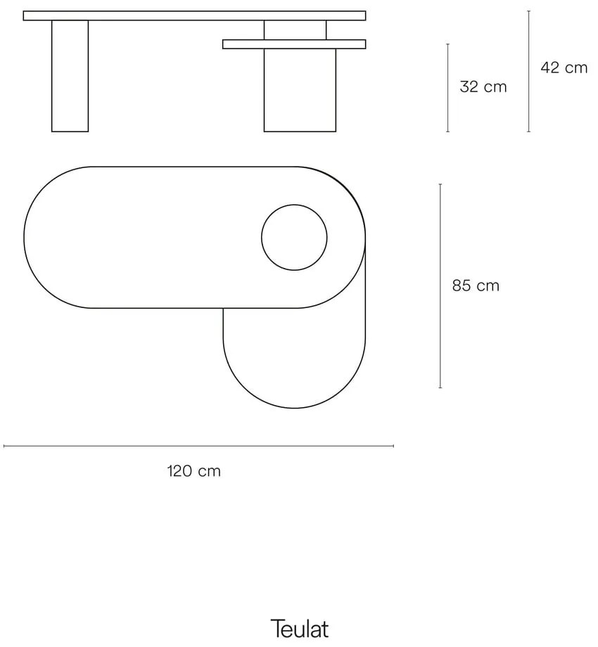 Biały stolik w dekorze jesionu 120x50 cm Nori – Teulat