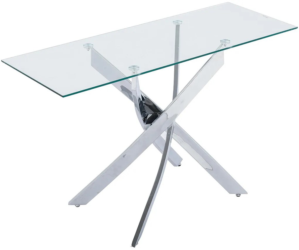 Konsola ze szkła hartowanego i chromowanego metalu - Transparentna - COSIMA