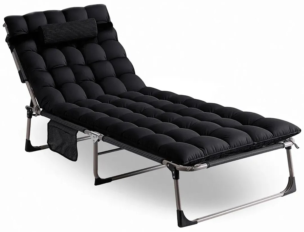 Czarny składany leżak ogrodowy T7-L69