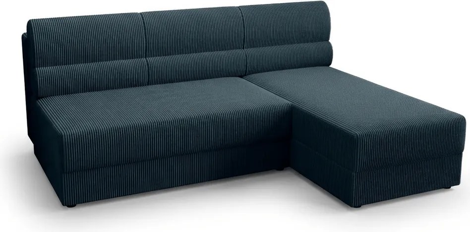 Rozkładana dwustronna sofa narożna L TAVERO SLIM 201x140 cm, ciemnoniebieska