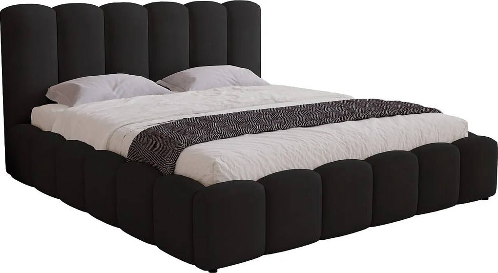 Łóżko tapicerowane 180x200 Florent - łóżko z pojemnikiem i stelażem metalowym - welur, jasny szary (Magic Velvet 2219)