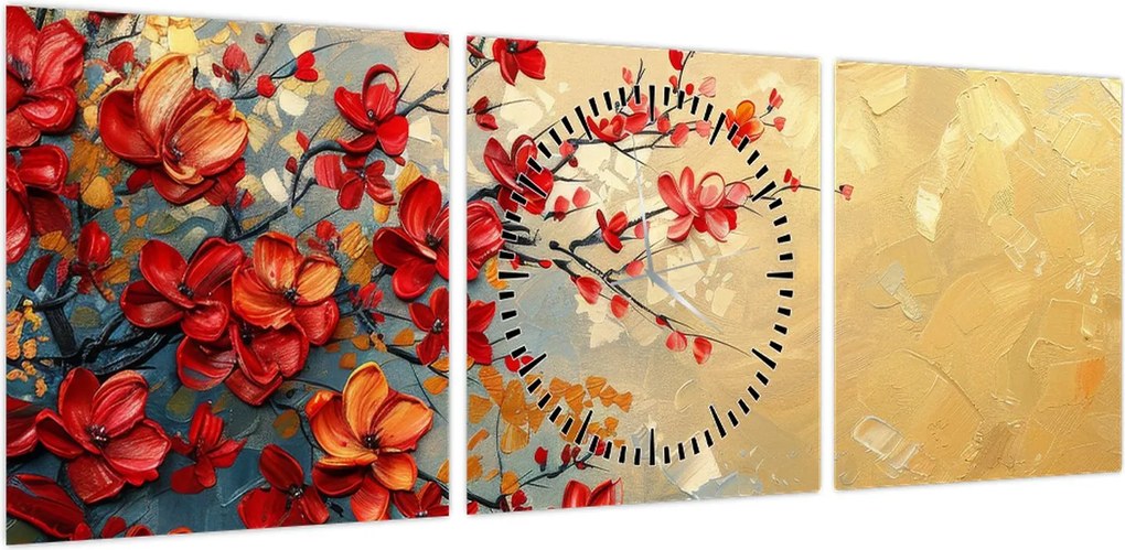 Obraz - Kwitnące drzewo (z zegarem) (90x30 cm)