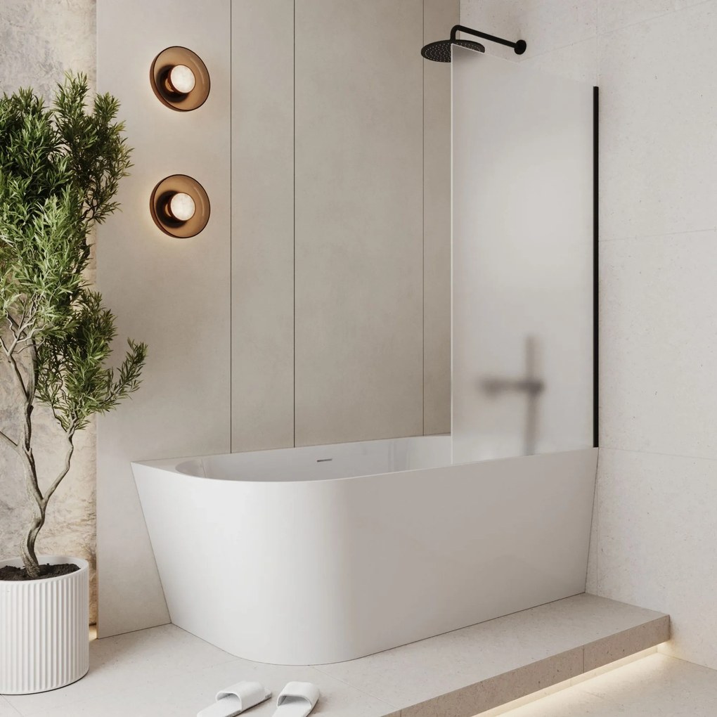 Parawan nawannowy prostokątny MOLIS Classic Satin szkło satynowe matowe | Różne rozmiary : Kolor profili kabiny - złoty szczotkowany, Rozmiar - 70x150 cm