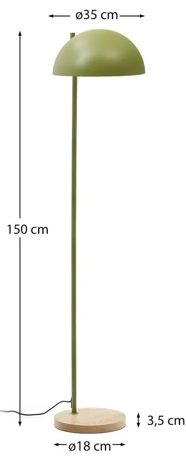Zielona/w naturalnym kolorze lampa stojąca z metalowym kloszem (wysokość 150 cm) Catlar – Kave Home