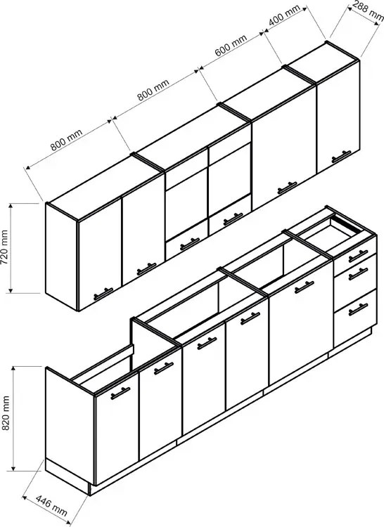 Zestaw 8 Białych Szafek Kuchennych 260 Cm W2-E10