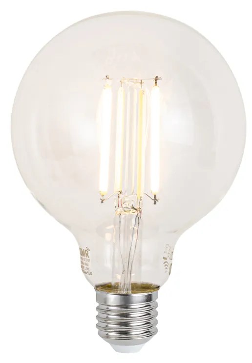 Inteligentna lampa wisząca czarna z mosiądzem i bursztynowym szkłem 4-źródła światła z 4 Wifi G95 - ZuzannaDesignerski Oswietlenie wewnetrzne