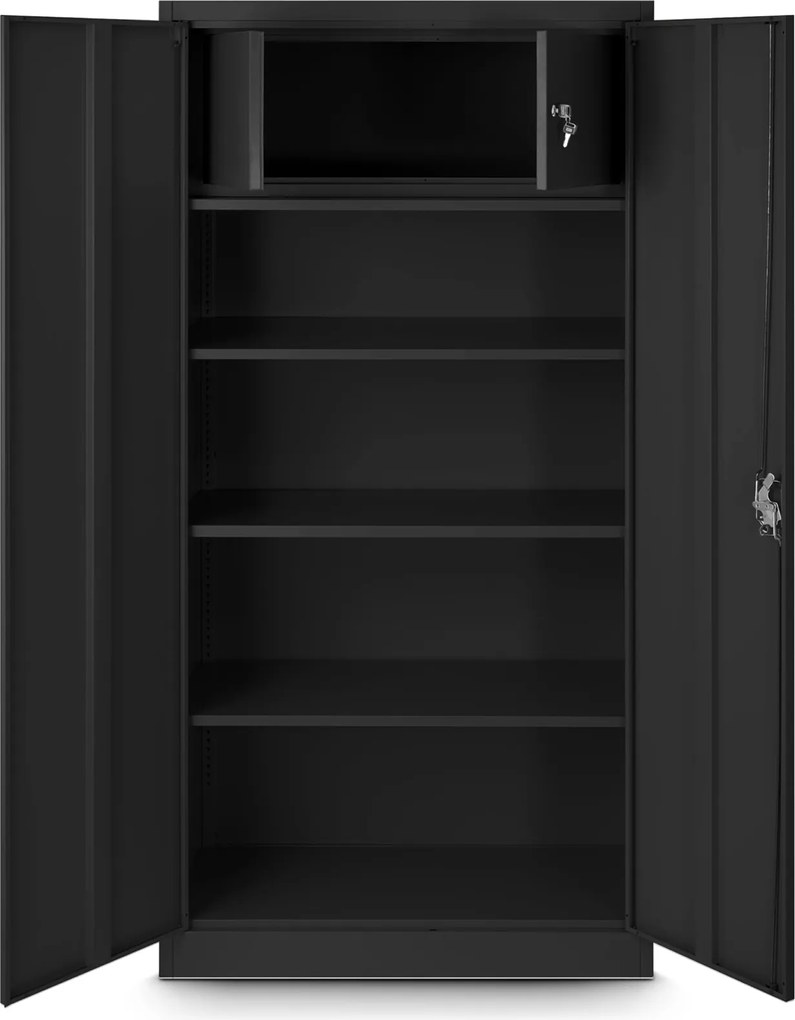 Dwudrzwiowa szafa aktowa z sejfem Tomasz 90x45x185 cm, czarna