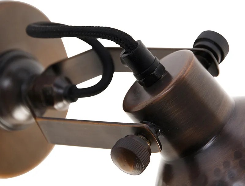 Industrialna lampa ścienna brązowa z miedzianym elementem regulacyjnym - Liko