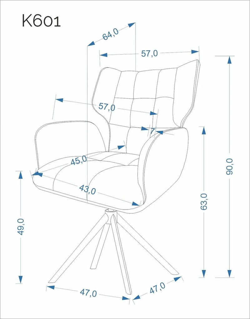 Obrotowe krzesło do jadalni z podłokietnikami K601 Halmar