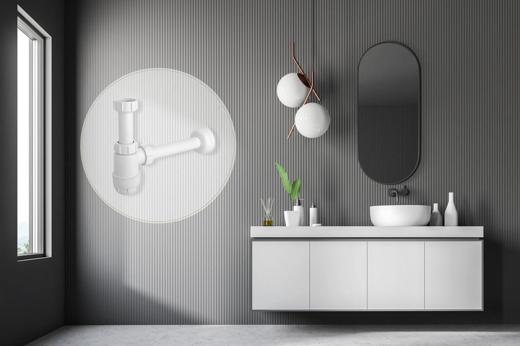 Syfon butelkowy REA HC2 biały niski