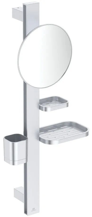 Lustro z półką/z wieszakiem ścienne ø 20,5 cm ALU+ – Ideal Standard