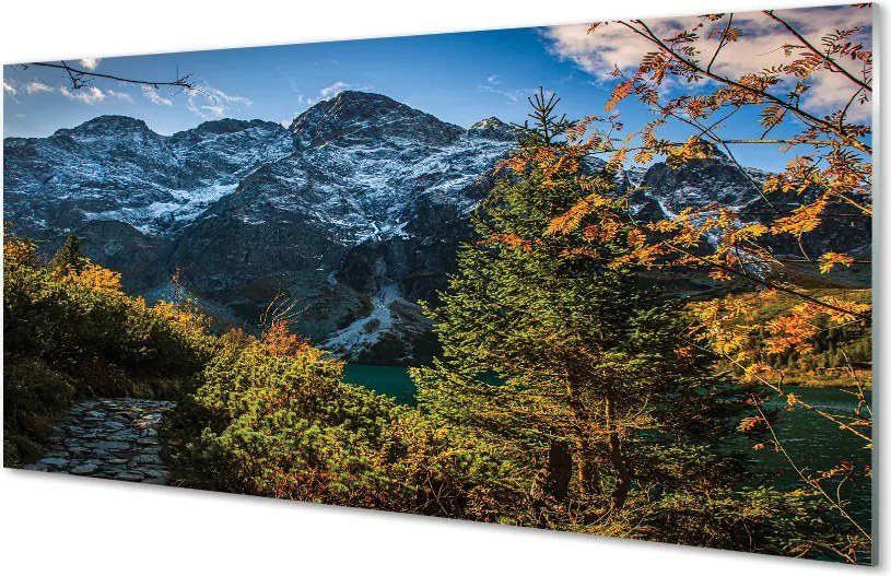 Panel szklany do Kuchni Alpejski Krajobraz z Jeziorem