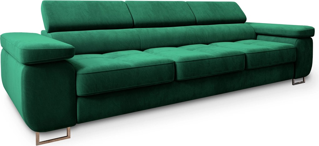 Masseno Sofa MOSINE z funkcją spania, Rozkładana sofa - Zielony, MONOLITH 37