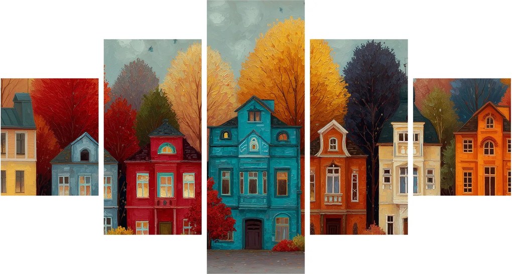 Obraz - Malowane jesienne miasto (125x70 cm)