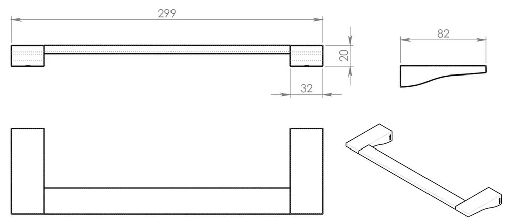 GEDY 572130 Uchwyt na ręcznik Glamour 30 x 8,2 cm, szary