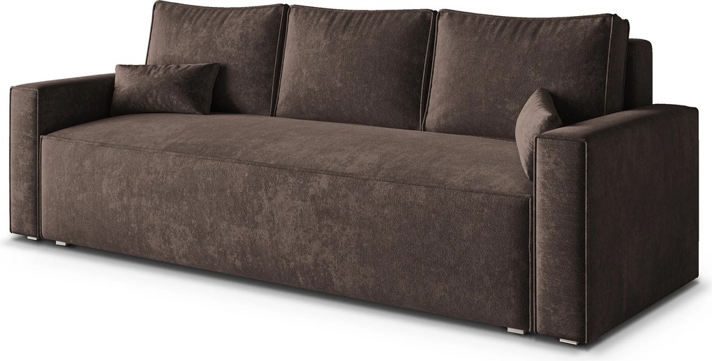 Masseno Sofa MENI z funkcją spania i pojemnikiem na pościel, Rozkładana sofa - Brązowy, LUMO 40