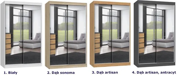 Szafa przesuwna z 2 lustrami 120 cm dąb sonoma G5-W94