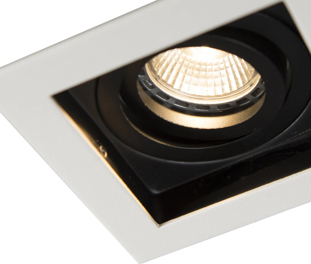 Zestaw 6 nowoczesnych reflektorów wpuszczanych biało-czarnych z regulacją - Carree