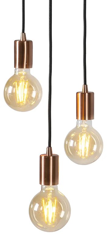 Lampa wisząca w stylu art deco miedziana 3-światłowa - FacilDesignerski Oswietlenie wewnetrzne