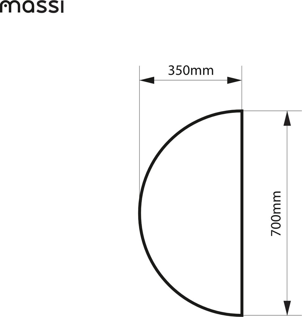Lustro półokrągłe z podświetleniem MOON Half LED | Różne rozmiary | Różne kolory : Kolor tafli szkła - Grafit, Rozmiar - 70 x 35 cm