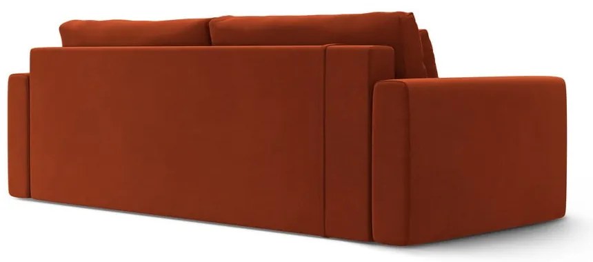 Ceglasta aksamitna rozkładana sofa ze schowkiem 238 cm Belfast – Cosmopolitan Design