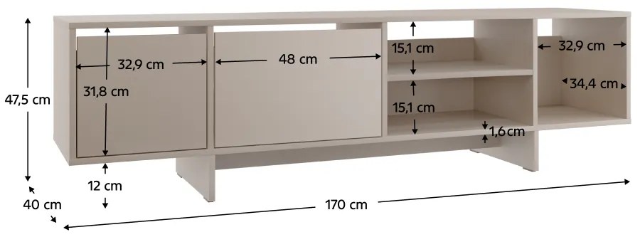 Stolik pod telewizor STANDO STD01, kremowy