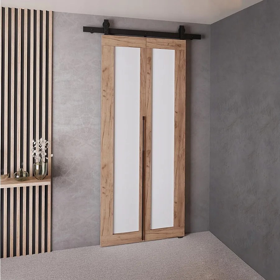 Drzwi Przesuwne QUDIO M1 Dąb Craft Złoty + Biały 70