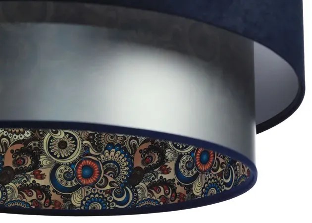 Lampa wisząca z welurowym zdobionym abażurem - S425 D5-B04