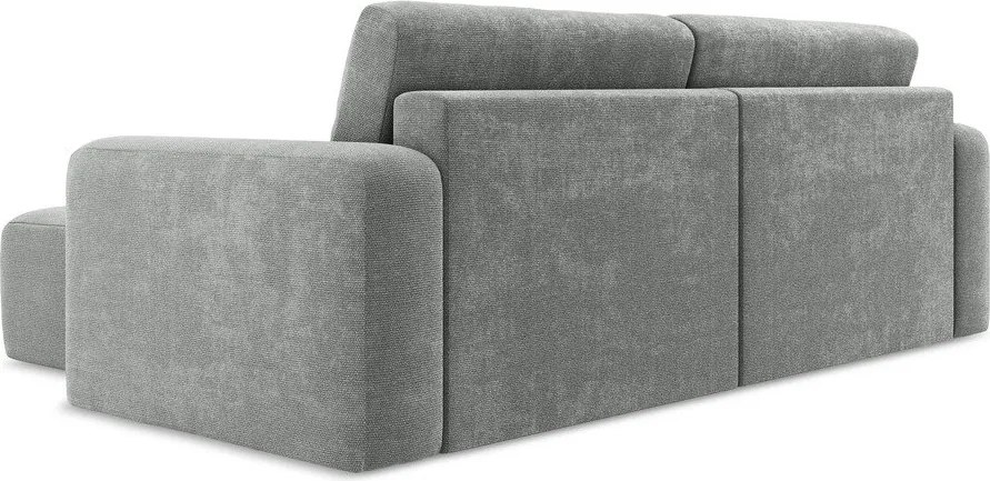 Szary rozkładany/ze schowkiem narożnik z tkaniny szenilowej (prawostronny/z szezlongiem) Kona – Makamii
